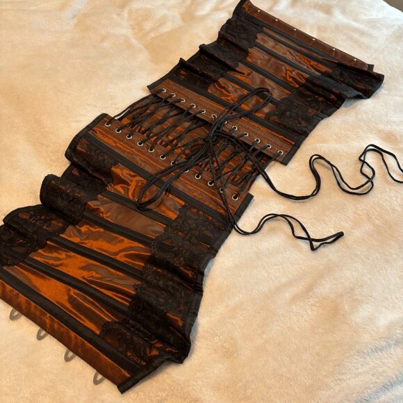 Metallic Brown Overbust Corset with Black Lace - Burleska - Picture 11 of 12